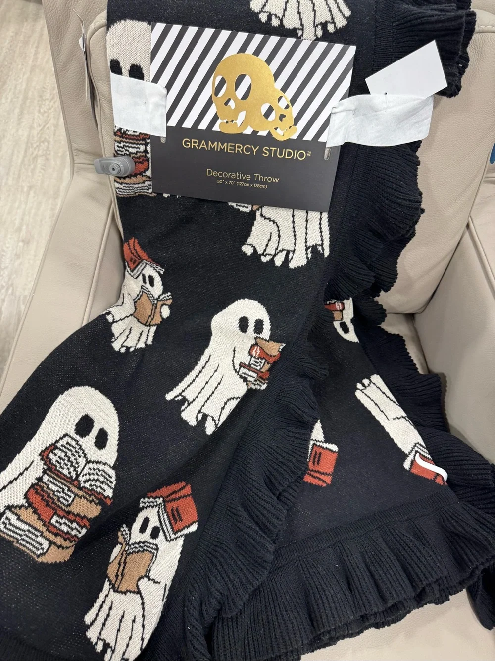 Gramercy Studio Black Ghost & Book Decorative Throw